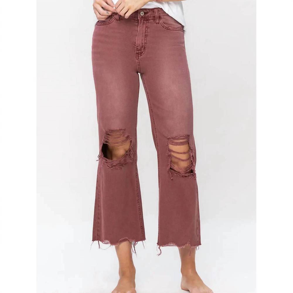 NEW VERVET BY FLYING MONKEY vintage cropped flare jeans in russet brown